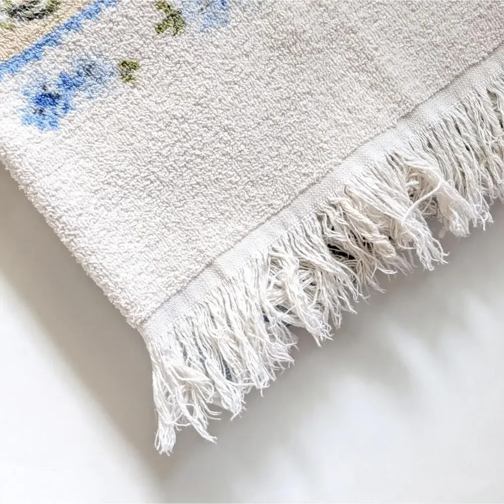 Vintage Cannon Bath Towel with Blue Floral Pattern